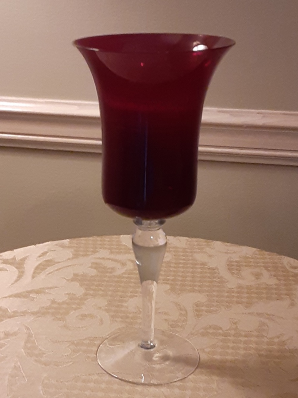 Ruby Red Clear Stemmed Vintage Goblet